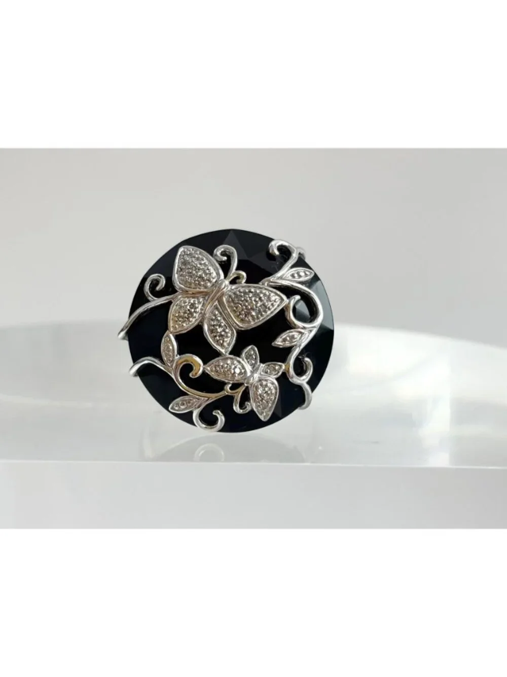 Retired QVC Affinity Diamond 1/10 ct Butterfly Sterling 925 Vintage Ring - sz 9